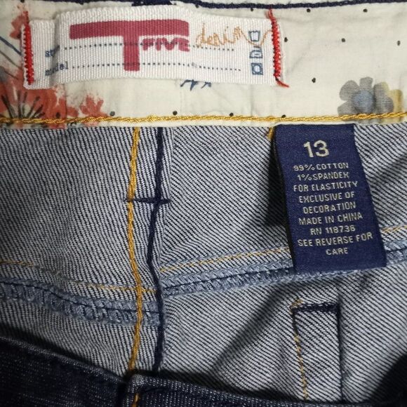 TFive Jeans Junior Size 13 Denim Skinny Distressed Medium Dark Y2K - Picture 9 of 9